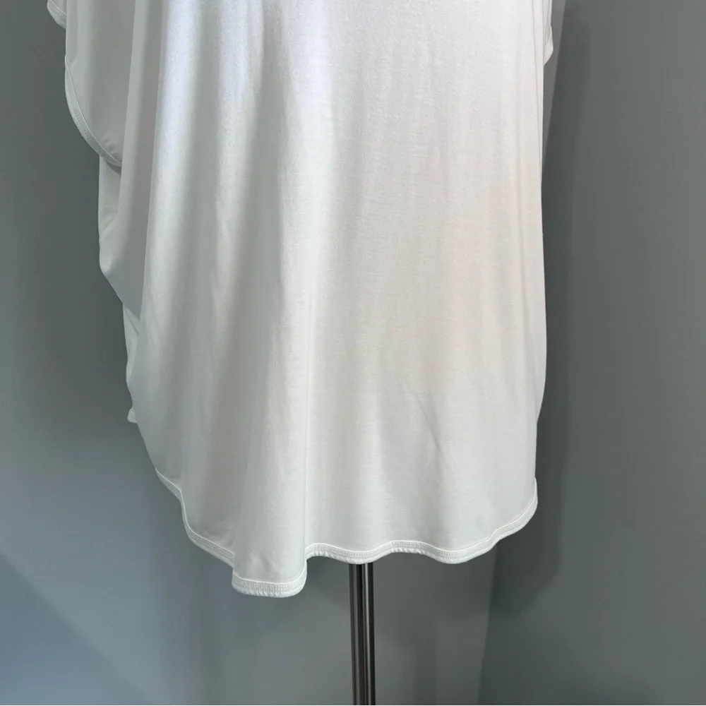 Liz Claiborne Weekend XL White Hooded Cap Sleeve Hi-Low Hem Top